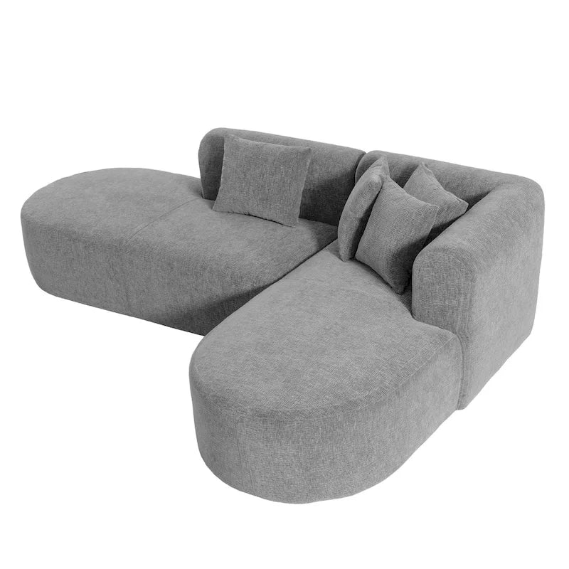 107.5 Polyester Curved Corner Sectional Sofa with Wide Stitching