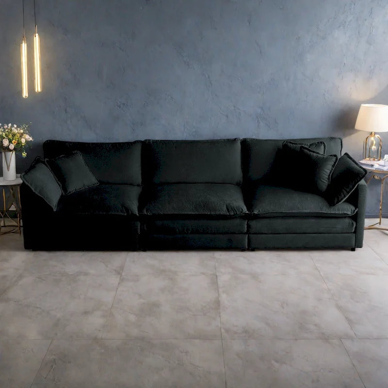 111.5 Chenille 4-Seater Sofa with Customizable Configurations and Premium Comfort