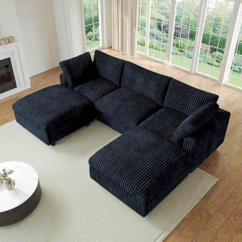 Soft Plush Upholstered Modular Sectional Sofa U-shaped Down Filled Living Room Couch-5 Seaters/6 Seaters