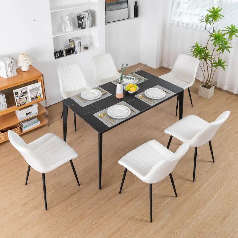 XINMICS Mid-century Modern Dining Chairs, Velvet Upholstered Metal Side Chair, Set of 2/4/6