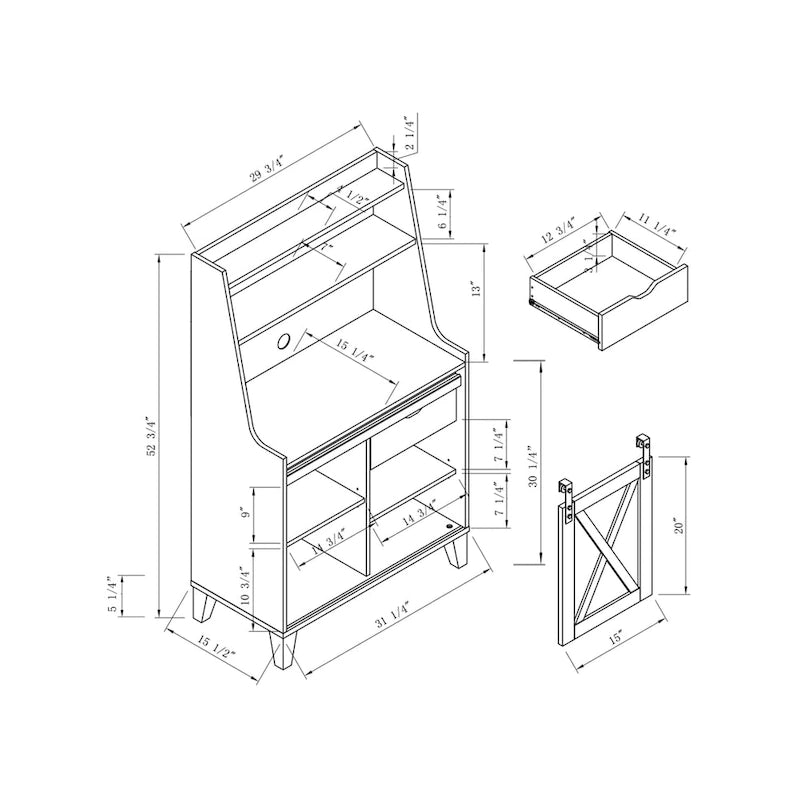 DH BASIC Farmhouse White Oak 6-Shelf Baker's Rack by Denhour