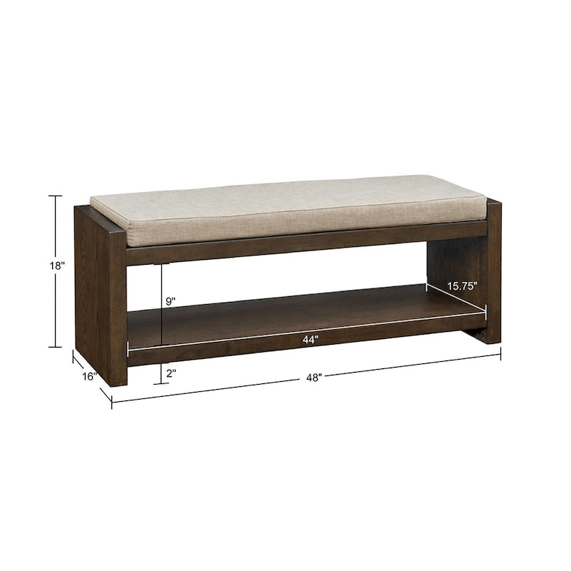 Madison Park Stanton Accent Bench with Lower Shelf