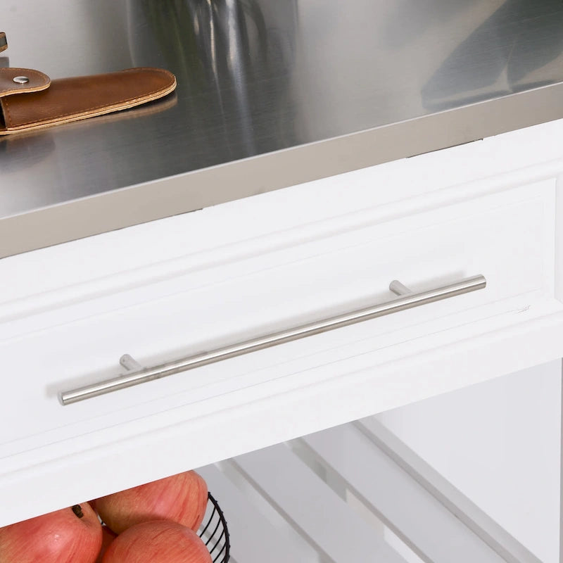 HOMCOM Stainless Steel Top Kitchen Island Rolling Utility Cart with Drawers & Shelves - White