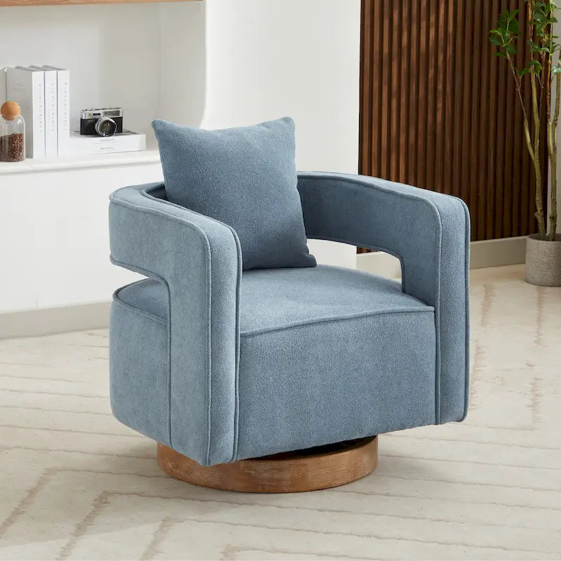 29W Boucle Upholstered Swivel Armchair Single Sofa