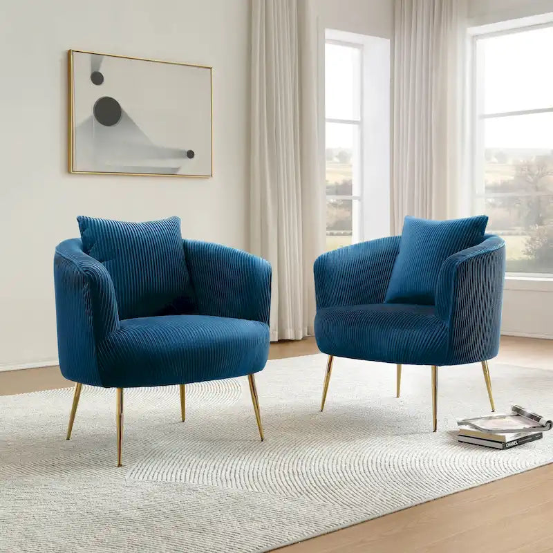 Art Leon Set of 2 Velvet Accent Side Chair with Back Cushion