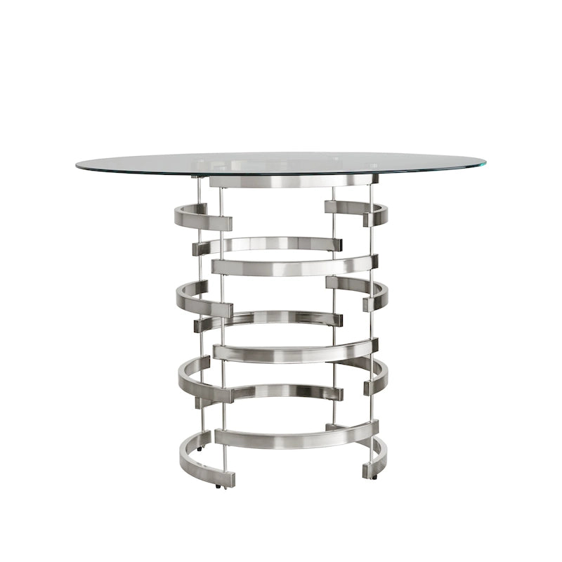 Nova Round Glass Top Vortex Iron Base Counter Height Table by iNSPIRE Q Bold