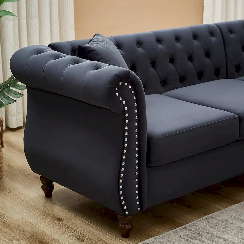 83.5-Inch Oversized Corner Sofa, L-Shaped Sectional Couch, 5-Seater Corner Sofas with 3 Pillows for Living Room, Bedroom, Apar