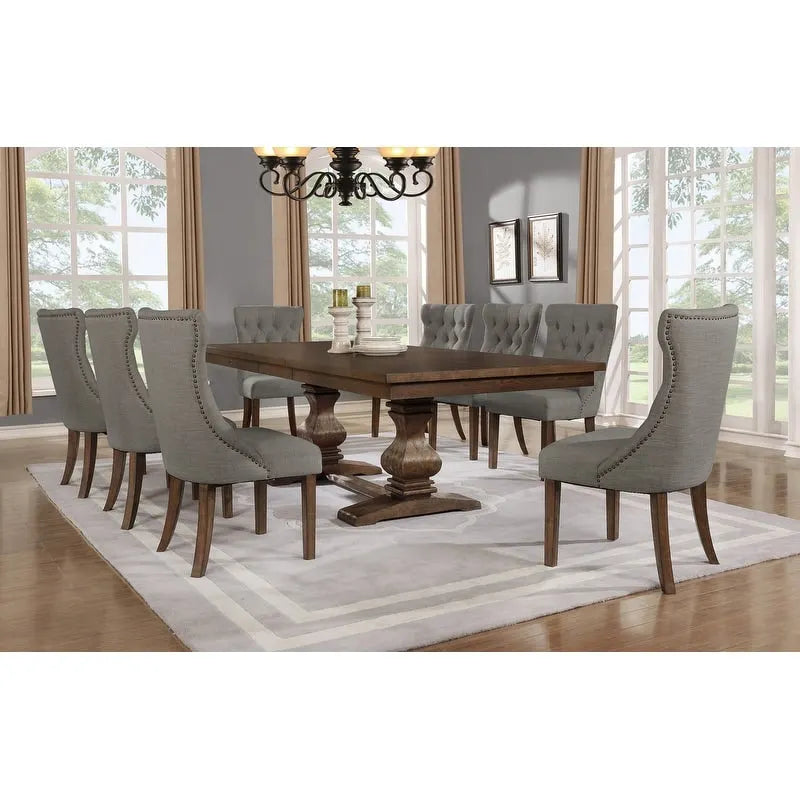 Best Quality Furniture 9-piece Walnut 18 Extension Dining Set