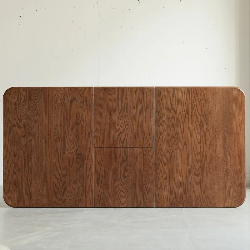 Nestfair Walnut Solid Oak Wood Extendable Meet Table Dining Table - N/A