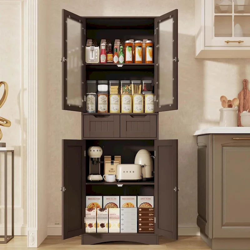 Tall Kitchen Pantry Cabinet, Freestanding Storage Cabinet, Bathroom Storage Cabinet with Doors