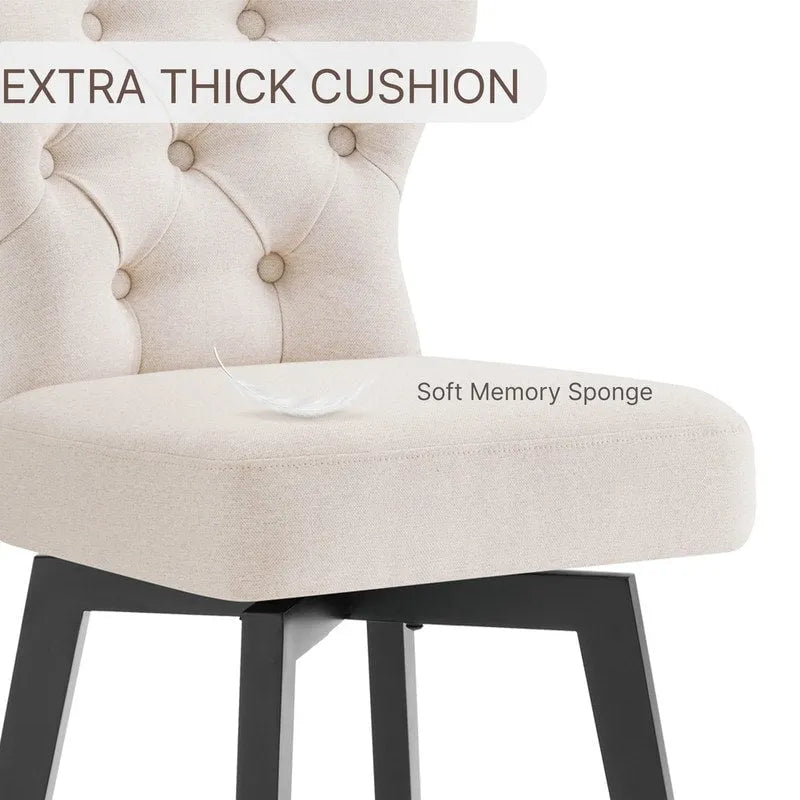 Logan Swivel Bar Stools Tufted Wingback with Nail Head
