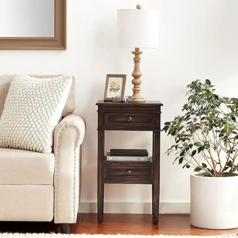 Modern Designs Middle Shelf Wooden Side Table with Two Drawers