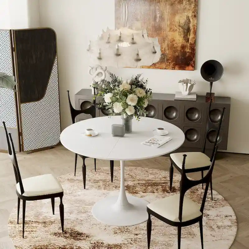 Modern Round Dining Table With Four Patchwork Tabletops