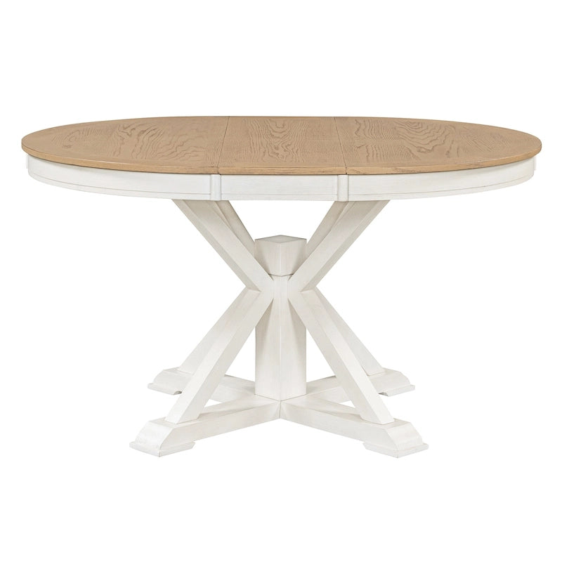 Retro Functional Extendable Dining Table with a 12 Leaf