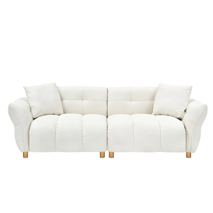 Beige 93.7 Teddy Fabric 3-seater Sofa with Matching Pillows
