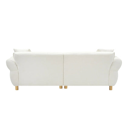 Beige 93.7 Teddy Fabric 3-seater Sofa with Matching Pillows