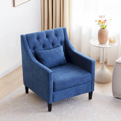 Living Room Chairs, Accent Armchair with lumbar pillow, Elegant Bedroom Reading Chair, Mid-Century Upholstered Sofa Chair