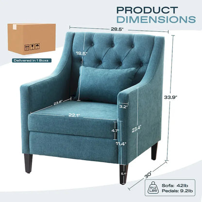 Living Room Chairs, Accent Armchair with lumbar pillow, Elegant Bedroom Reading Chair, Mid-Century Upholstered Sofa Chair