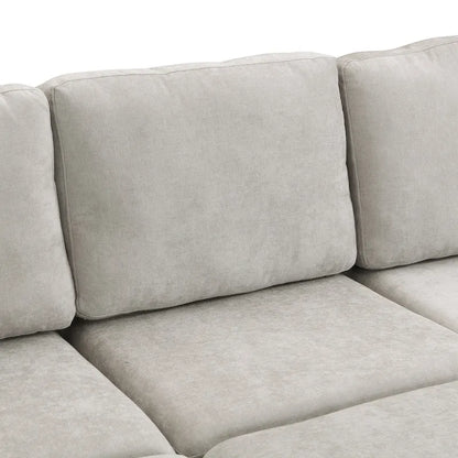 103 Sectional Sofa Couch Sofa Bed U-shaped Sofa with Two Movable Ottoman and Three USB Ports for Living Room, Beige