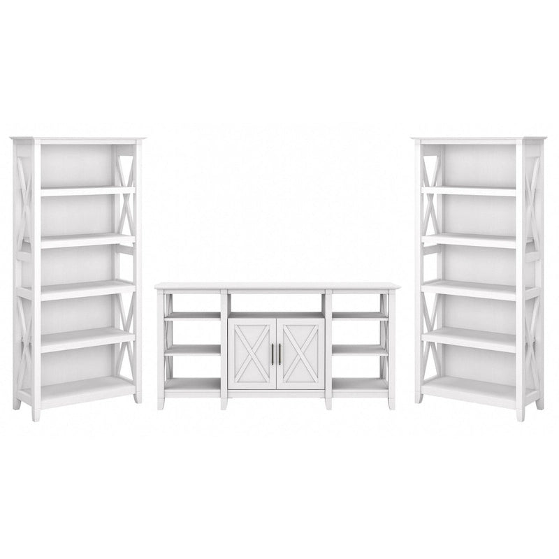 Tall Farmhouse TV Stand with 2 Bookcases by Bush Furniture