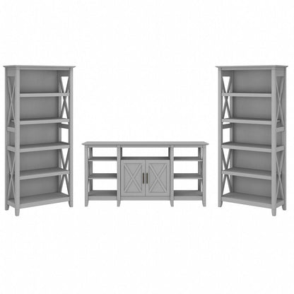 Tall Farmhouse TV Stand with 2 Bookcases by Bush Furniture