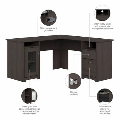 Cabot 60W L Shaped Computer Desk with Storage by Bush Furniture