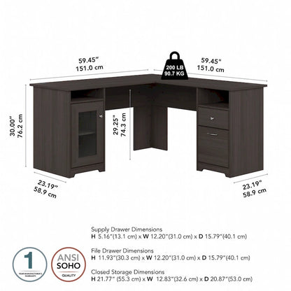 Cabot 60W L Shaped Computer Desk with Storage by Bush Furniture