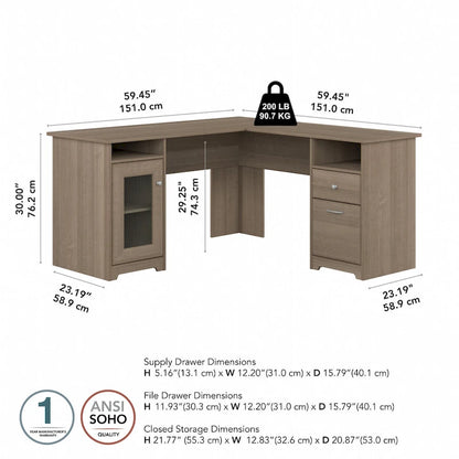 Cabot 60W L Shaped Computer Desk with Storage by Bush Furniture
