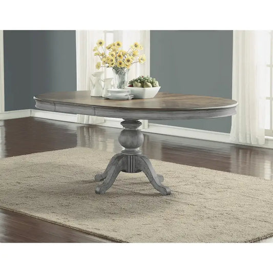 Plymouth Gray Wood Pedestal Dining Table - 72 x 30 x 54