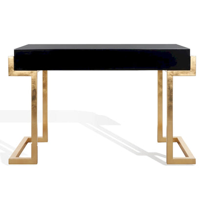 SAFAVIEH Couture Quyen Gold Leaf Black Lacquer 2-Drawer Storage Desk