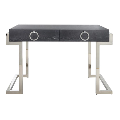 SAFAVIEH Couture Quyen Gold Leaf Black Lacquer 2-Drawer Storage Desk