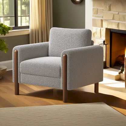 Maloa Upholstered Oversized Teddy Accent Chair with Walnut Legs by Christopher Knight Home