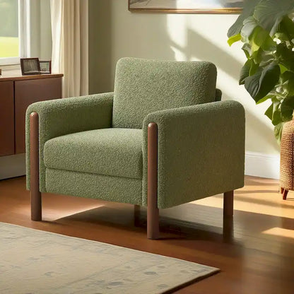 Maloa Upholstered Oversized Teddy Accent Chair with Walnut Legs by Christopher Knight Home