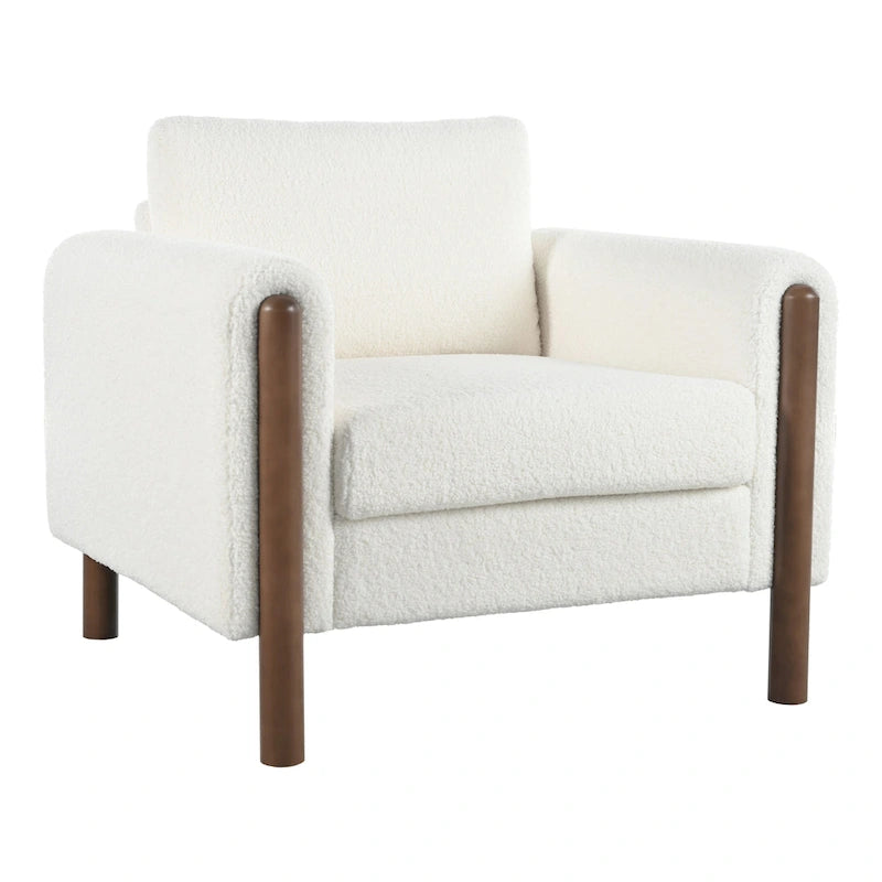 Maloa Upholstered Oversized Teddy Accent Chair with Walnut Legs by Christopher Knight Home