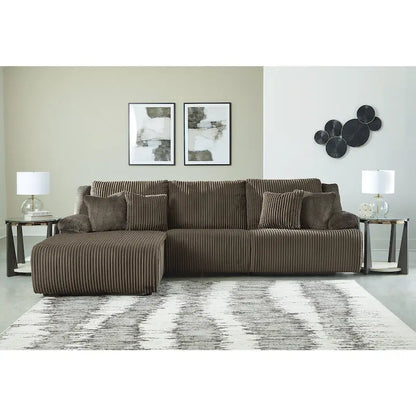 Signature Design by Ashley Top Tier 3-Piece Reclining Sectional with Chaise - 128W x 74D x 41H