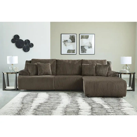 Signature Design by Ashley Top Tier 3-Piece Reclining Sectional with Chaise - 128W x 74D x 41H