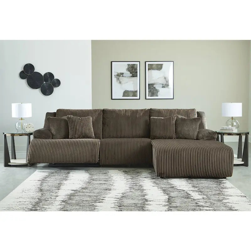 Signature Design by Ashley Top Tier 3-Piece Reclining Sectional with Chaise - 128W x 74D x 41H