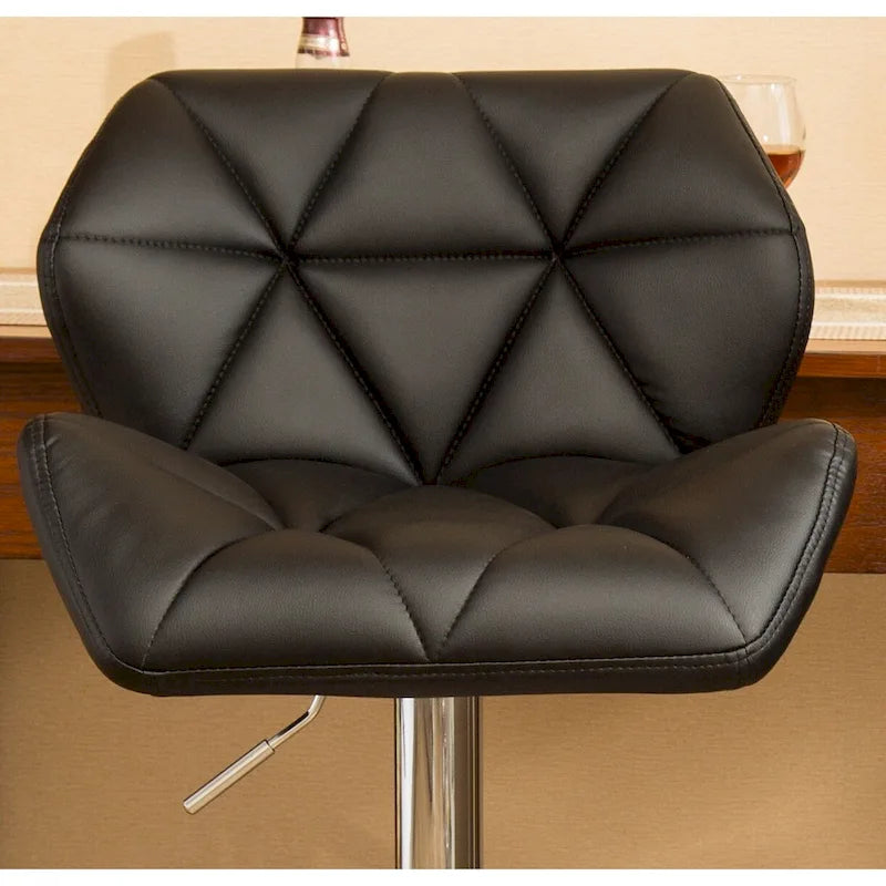 Modern Set of 2 Swivel Bar Stools with Tufted Upholstered Seat, Chrome Metal Base, Height Adjustable for Kitchen Island