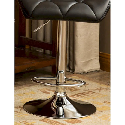Modern Set of 2 Swivel Bar Stools with Tufted Upholstered Seat, Chrome Metal Base, Height Adjustable for Kitchen Island
