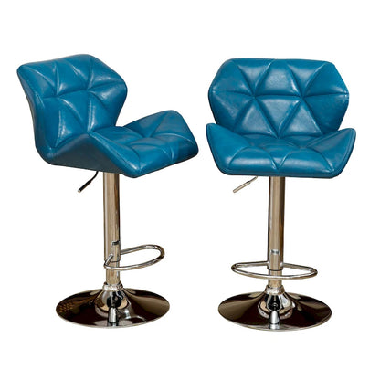 Modern Set of 2 Swivel Bar Stools with Tufted Upholstered Seat, Chrome Metal Base, Height Adjustable for Kitchen Island