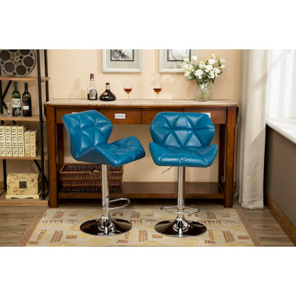 Modern Set of 2 Swivel Bar Stools with Tufted Upholstered Seat, Chrome Metal Base, Height Adjustable for Kitchen Island