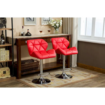 Modern Set of 2 Swivel Bar Stools with Tufted Upholstered Seat, Chrome Metal Base, Height Adjustable for Kitchen Island