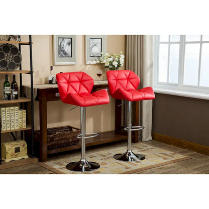 Modern Set of 2 Swivel Bar Stools with Tufted Upholstered Seat, Chrome Metal Base, Height Adjustable for Kitchen Island