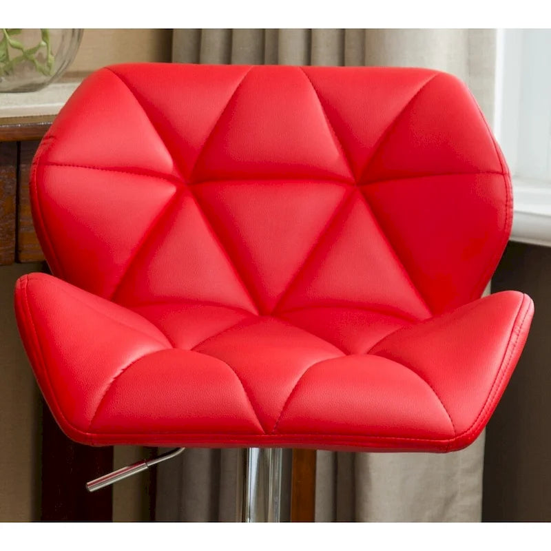 Modern Set of 2 Swivel Bar Stools with Tufted Upholstered Seat, Chrome Metal Base, Height Adjustable for Kitchen Island