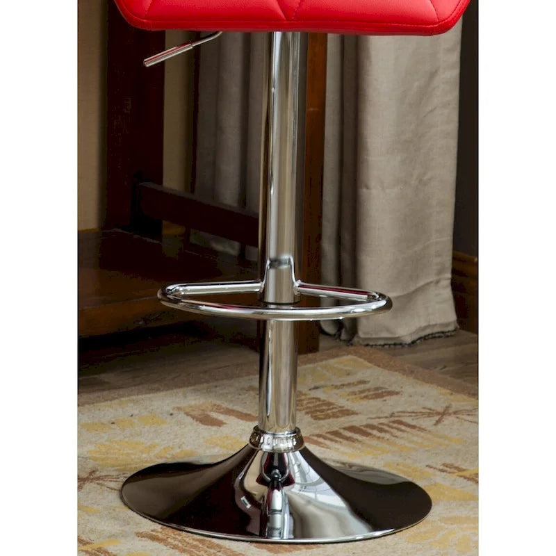 Modern Set of 2 Swivel Bar Stools with Tufted Upholstered Seat, Chrome Metal Base, Height Adjustable for Kitchen Island