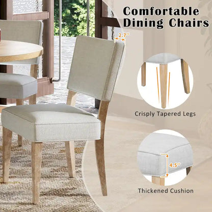 5-Piece Wooden Dining Table Set, Kitchen Table and Chairs Set, Round Table with Cross Base and 4 Upholstered Chairs