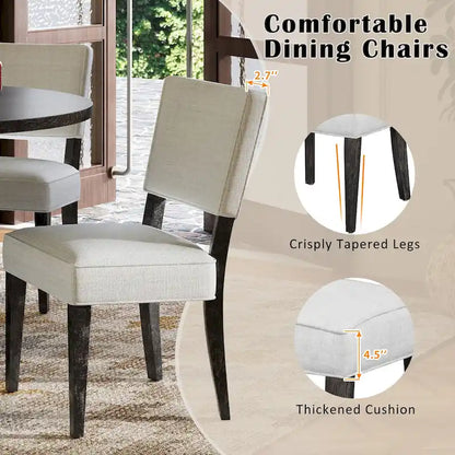 5-Piece Wooden Dining Table Set, Kitchen Table and Chairs Set, Round Table with Cross Base and 4 Upholstered Chairs