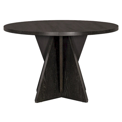 5-Piece Wooden Dining Table Set, Kitchen Table and Chairs Set, Round Table with Cross Base and 4 Upholstered Chairs