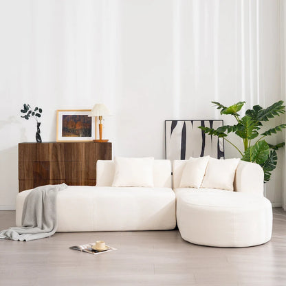 107.5 Polyester Curved Corner Sectional Sofa with Wide Stitching