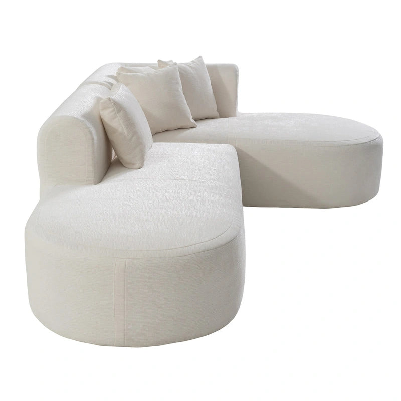 107.5 Polyester Curved Corner Sectional Sofa with Wide Stitching